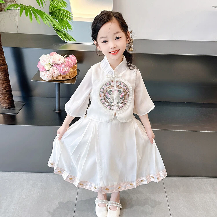 女童马面裙套装2024新款夏季儿童汉服新中式国风两件套女孩夏装