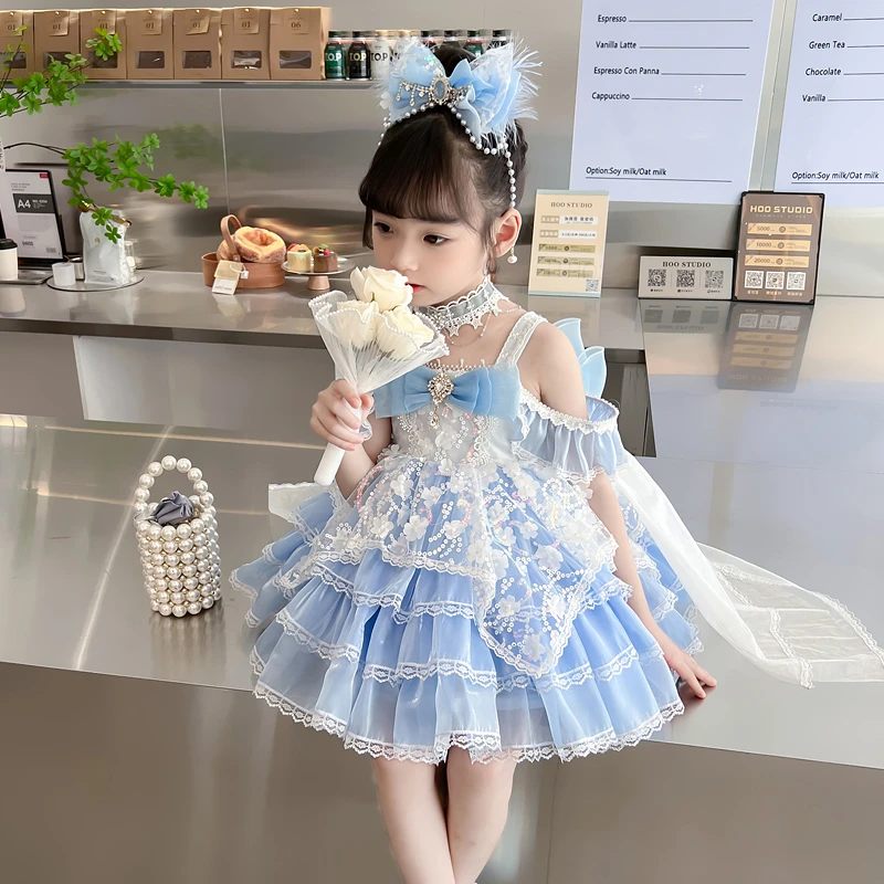 女童冰雪艾莎发光公主裙生日小女孩在逃公主游玩cos洛丽塔公主裙