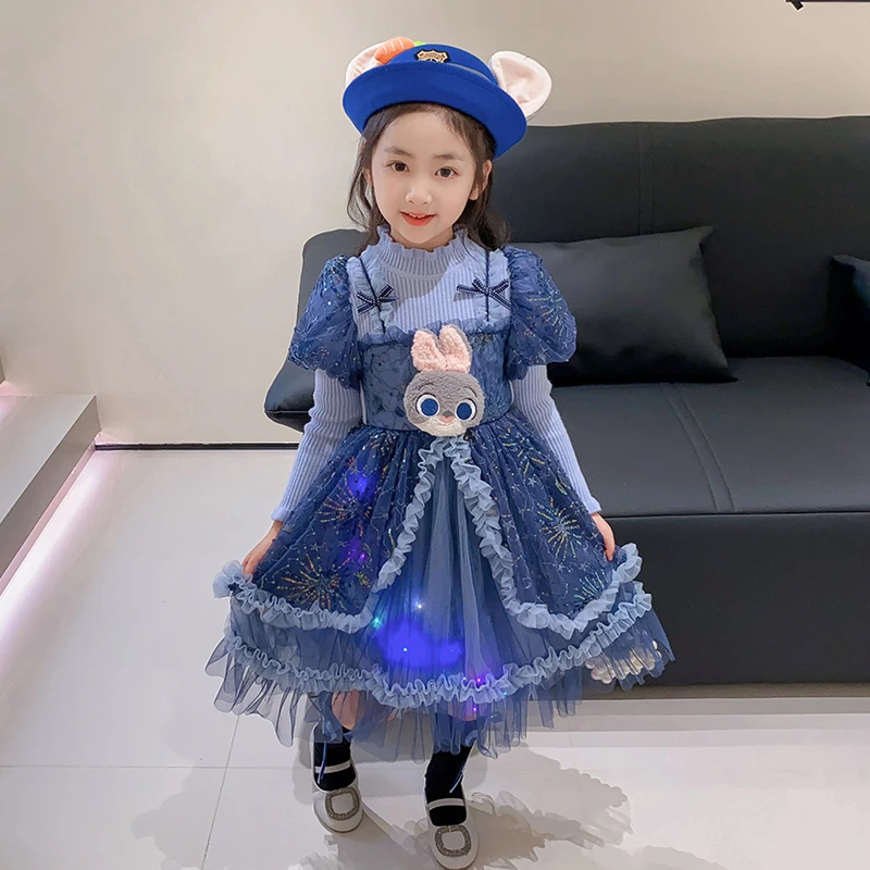 朱迪兔子警官女童cos服公主裙春秋装连衣裙女宝生日疯狂动物城