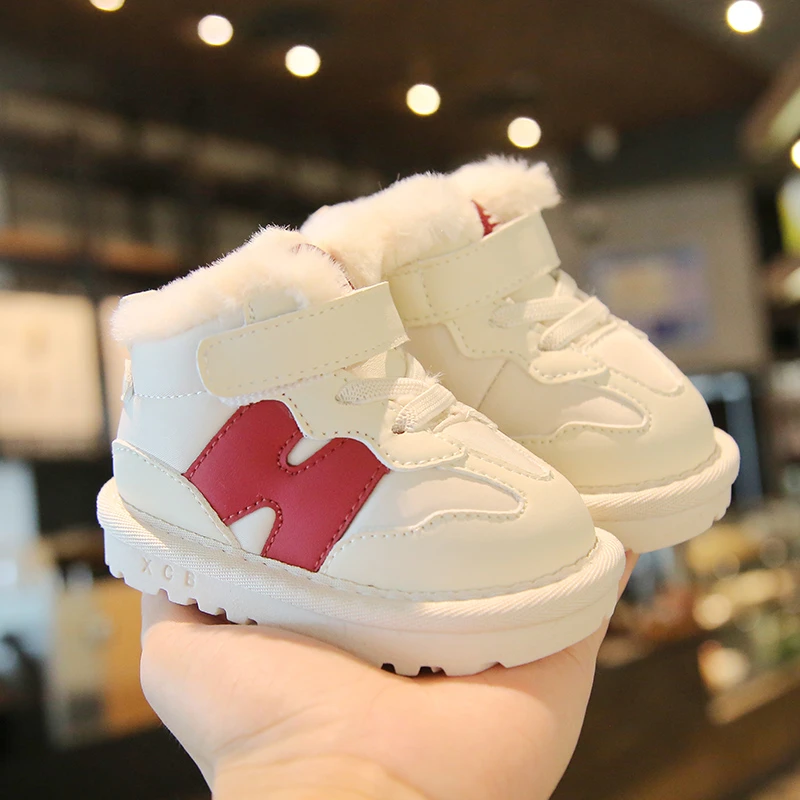 258儿童冬季加绒运动鞋宝宝雪地靴男童学步鞋加厚保暖防滑短靴女