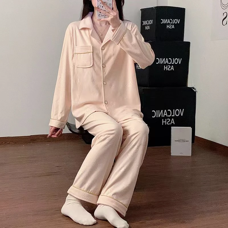 [蝶语]新款粉蝴蝶时尚百搭睡衣长袖长裤家居服1382