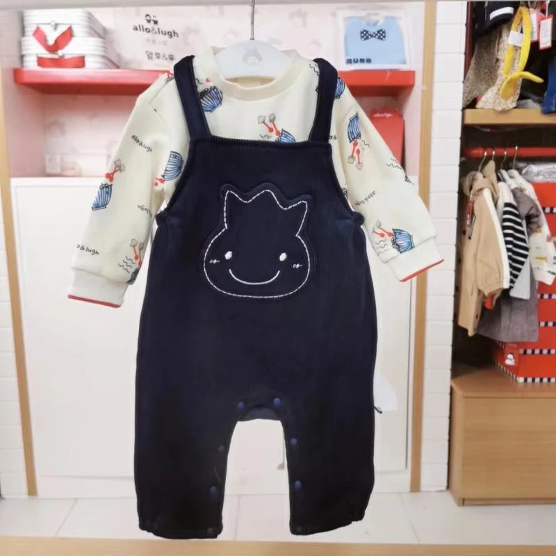 特价阿路童装冬款男童两件套背带裤套装ABAH1XA228