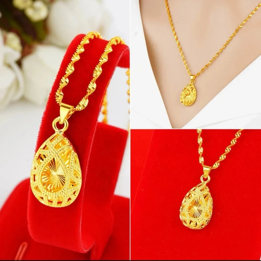 铜合金项链 时尚镂空水滴项链 精美水滴项链女士