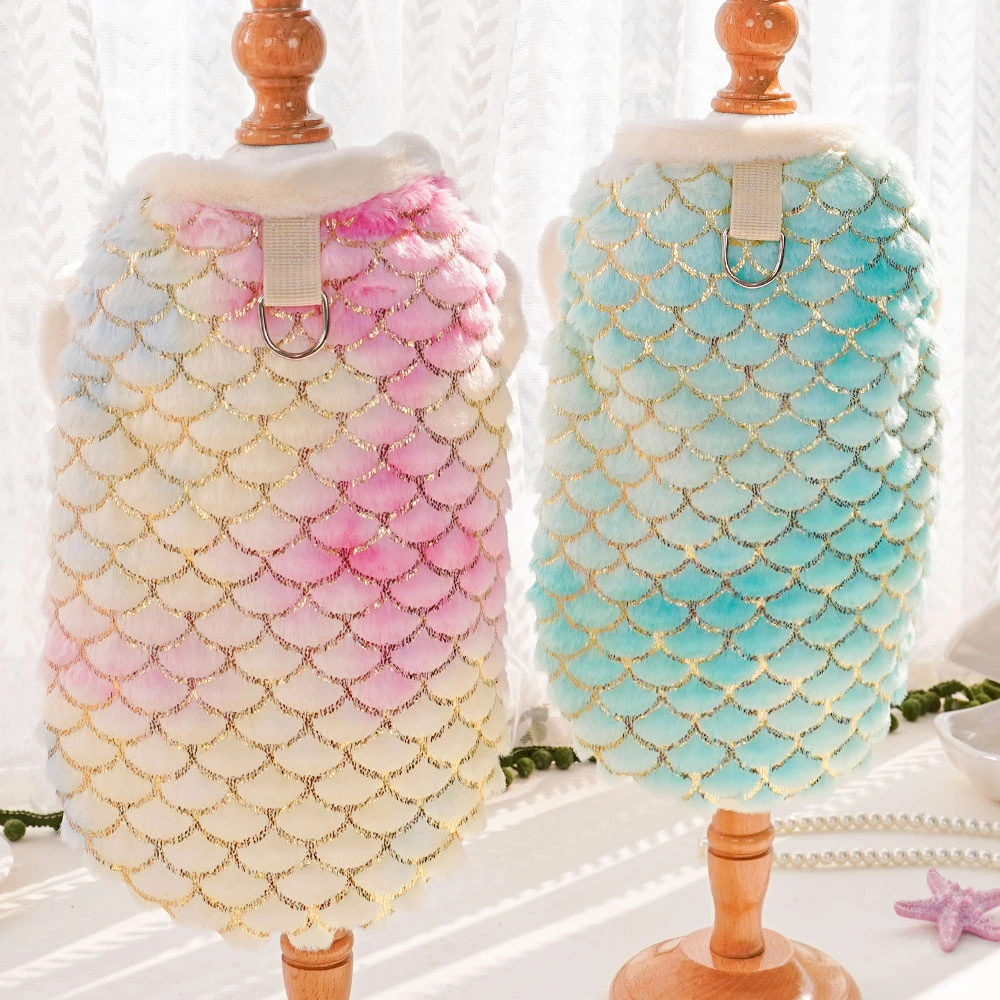 狗狗猫咪衣服秋冬季保暖法兰绒美人鱼两脚衣泰迪中小型犬宠物用品