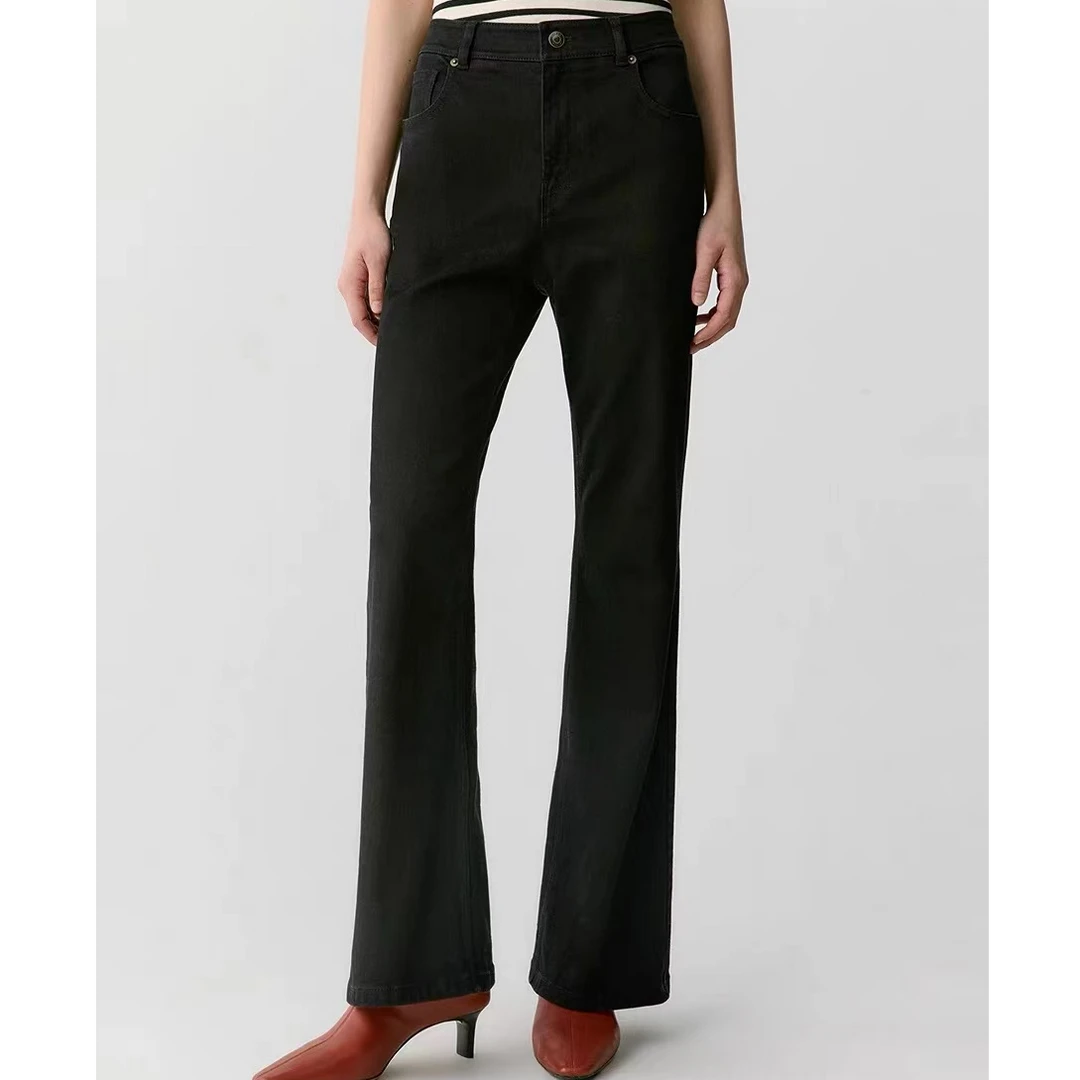 【禾女士微喇牛仔裤】女士薄绒牛仔裤高腰显瘦裤子新款