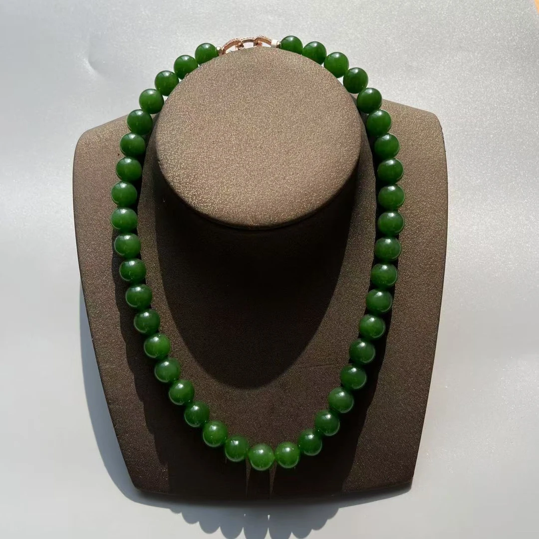 【壹仟熹珠宝】和田碧玉卡12MM 40珠妈妈链