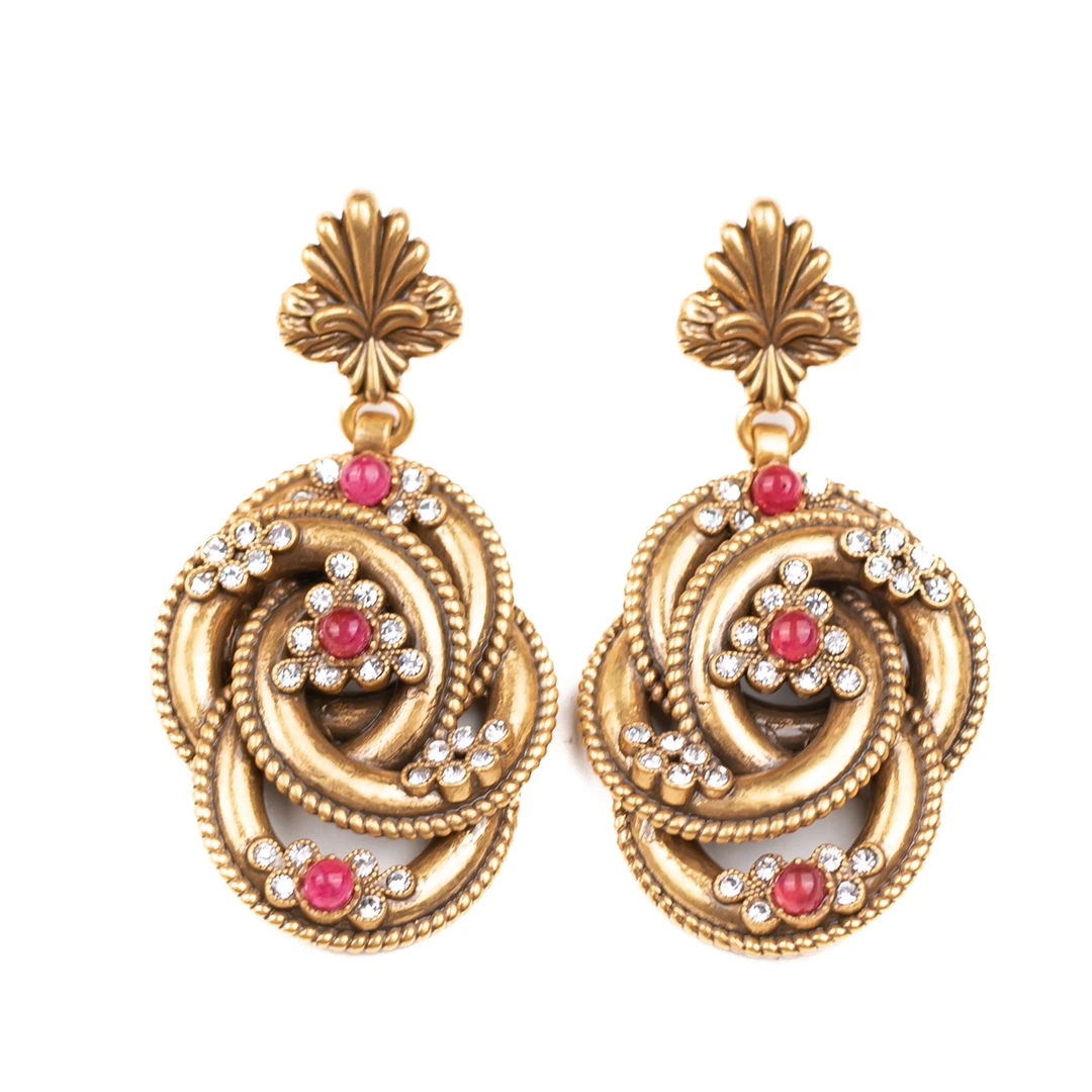 铜合金玻璃耳饰 韩皓楠/小众设计师/盘蛇吊坠耳针/B0716