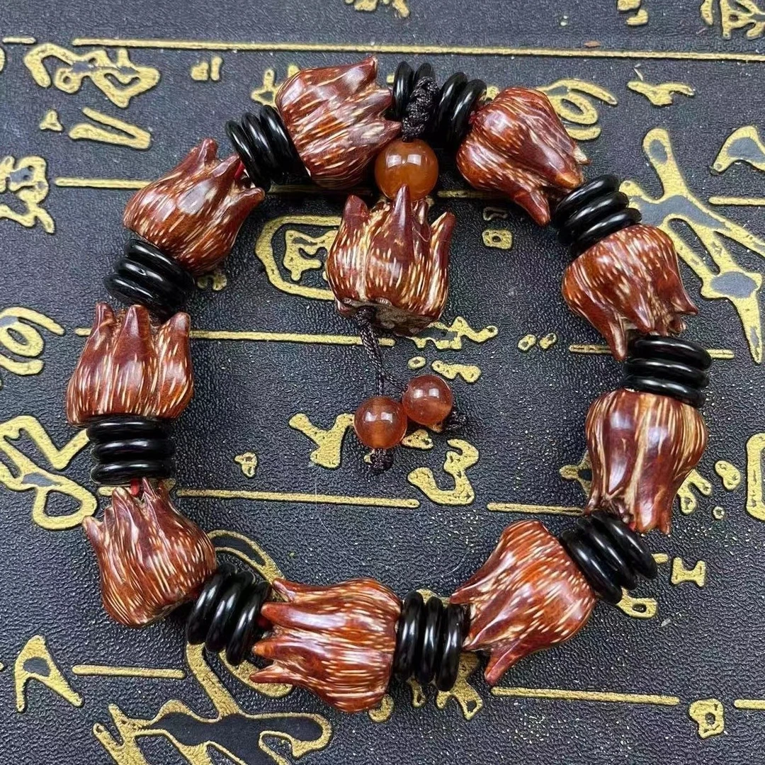 滴血莲花菩提手串滴血莲花菩提子文玩佛珠男女野菠萝念珠手串手持