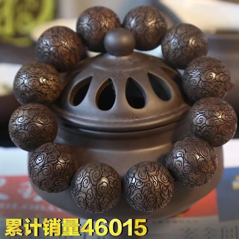 阴沉木雕刻手串手把件金丝楠木崖柏刻字佛珠黄花梨手串木黑檀手串