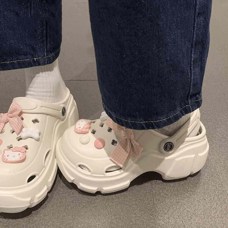 【月月专属】洞洞拖鞋夏卡通配饰踩屎感厚底增高耐磨防洞洞凉拖鞋女