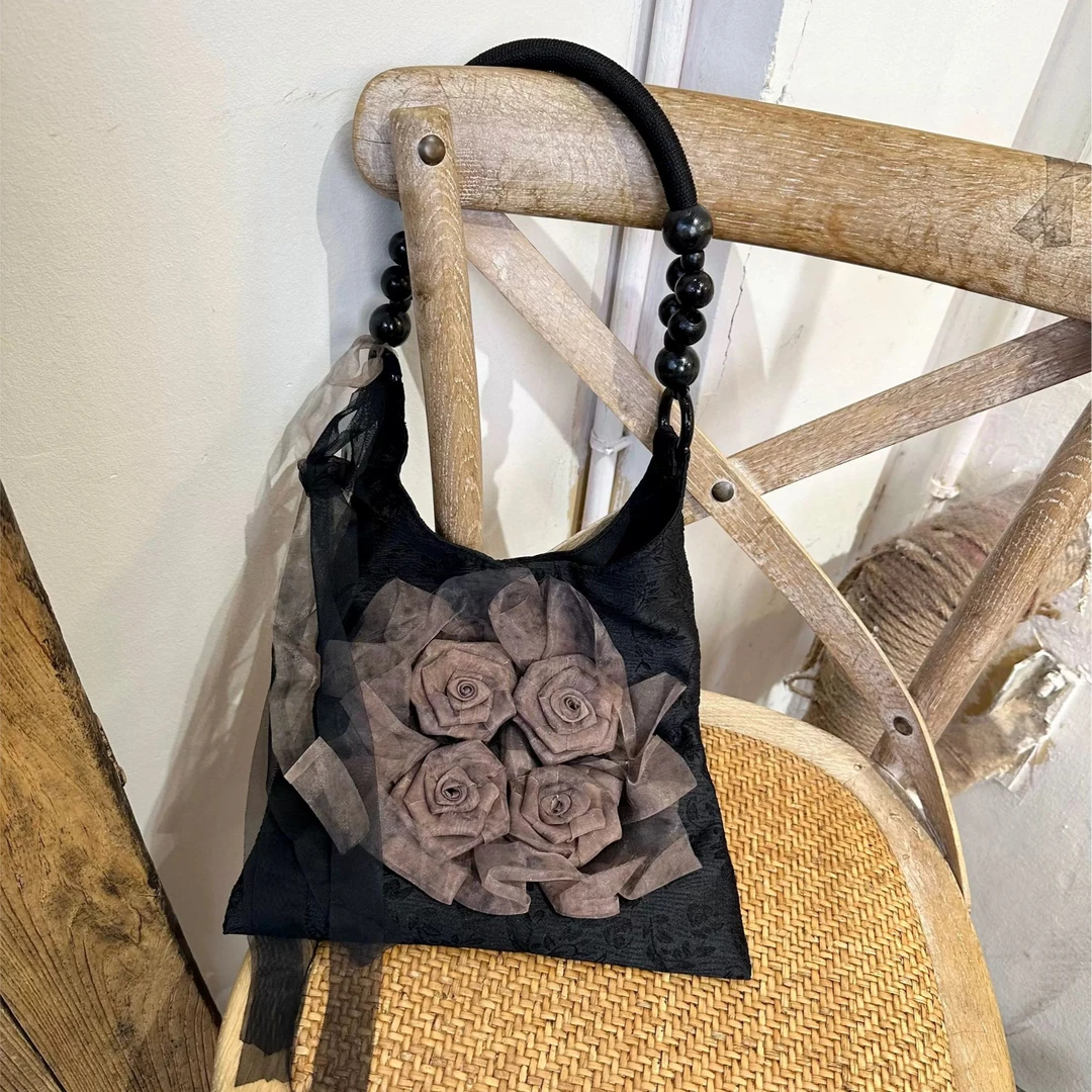 【繁花】出品夏季新款复古小众百搭新中式炫彩玫瑰单肩手提包