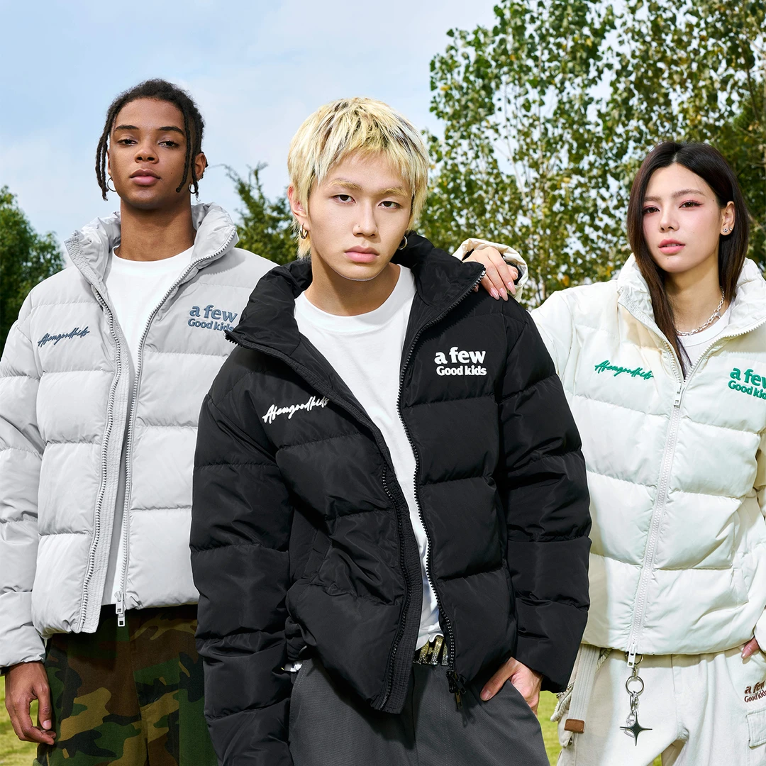 AFGK白鸭绒羽绒服经典刺绣外套冬季保暖防寒百搭男女情侣