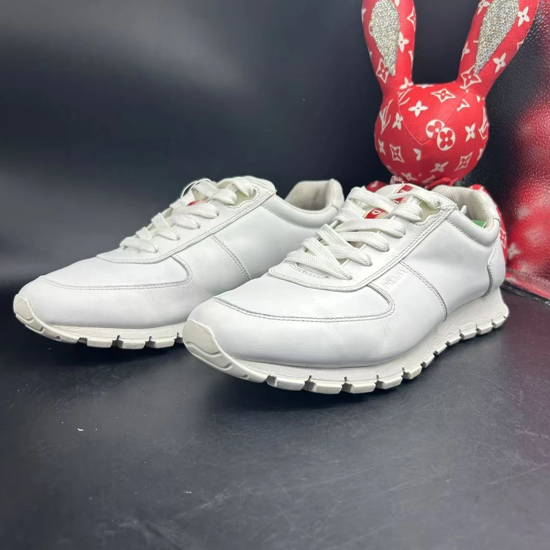 【GL折扣】prada/普拉达经典白色运动鞋ao32舒适百搭42.5欧正品