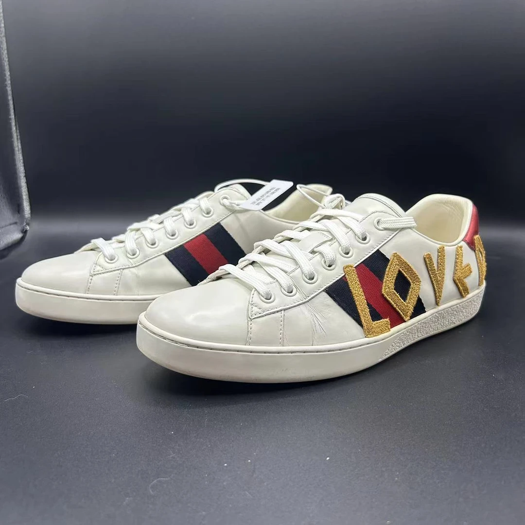 【GL特惠】GUCCI经典白色舒适小板鞋时尚百搭41欧码正品保证gl312