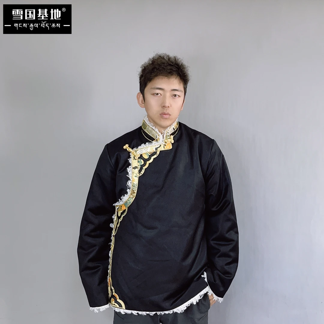男冬季立领绣花加棉加绒保暖防寒防风藏族外套棉衣棉服棉袄藏装