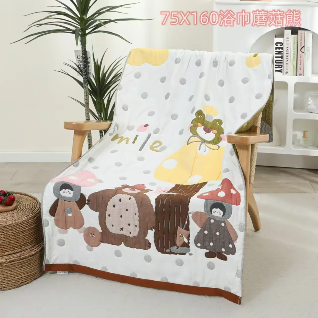 纯棉纱布浴巾成人家用吸水裹巾80*160cm