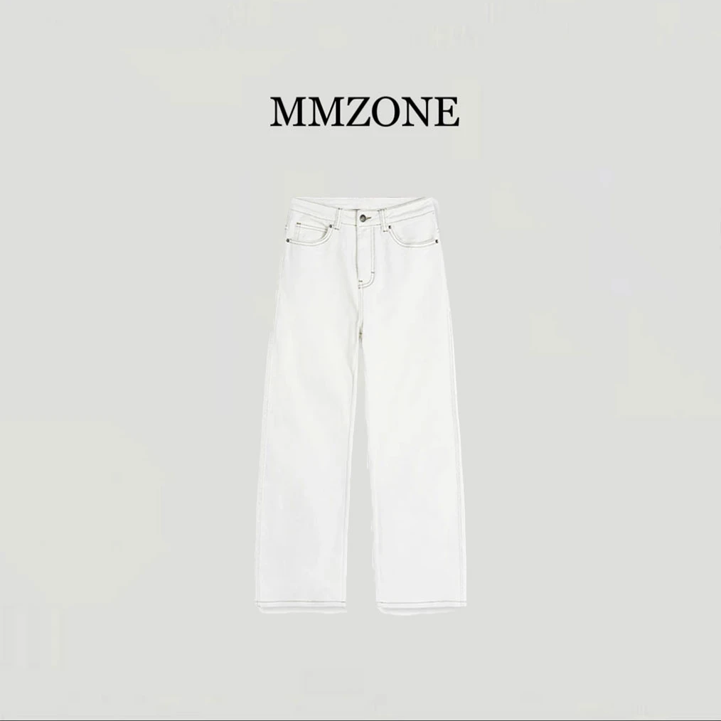 MMZONE A类白牛 软牛秋季新款明线中腰牛仔裤#7588