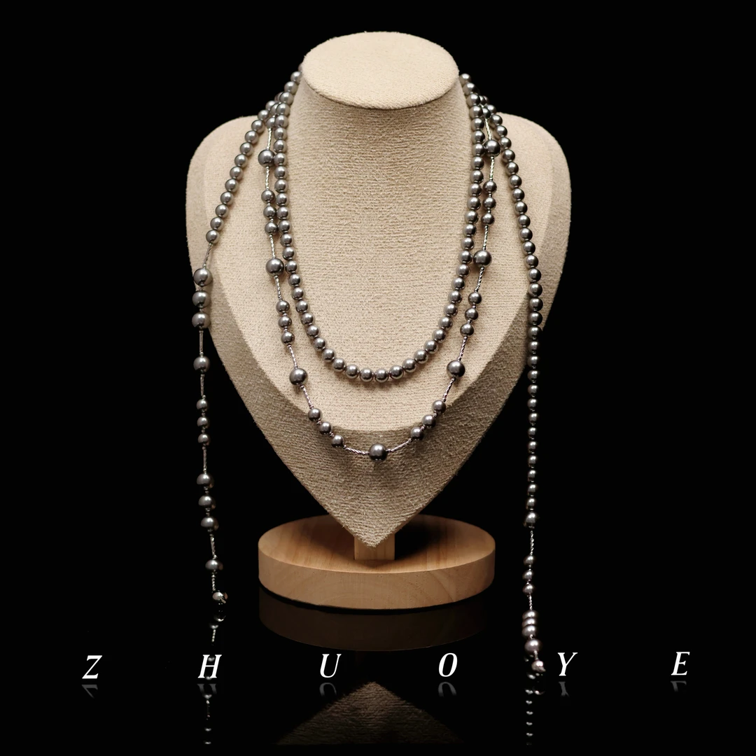 铜合金项链 灼晔·灰色奢华珍珠不规则项链