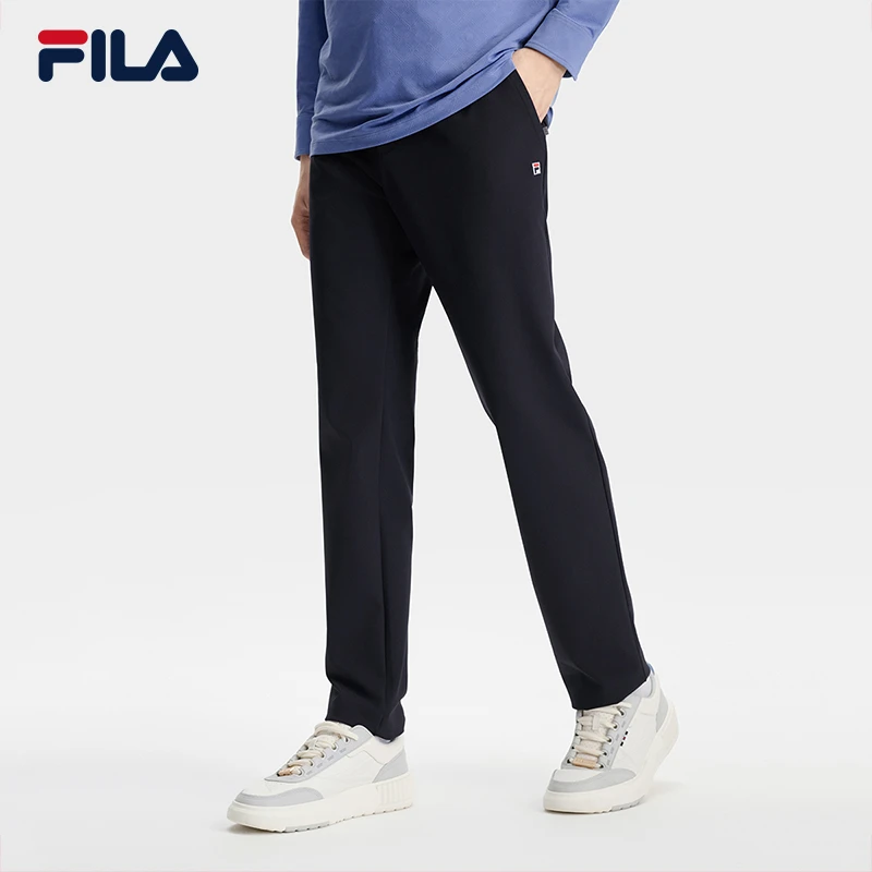 FILA 斐乐官方男士梭织长裤2024秋季新款时尚简约基础直筒休闲裤