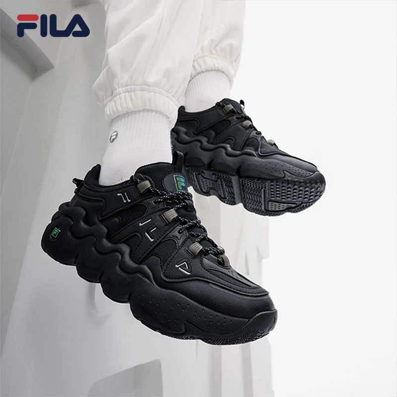 【帕尼尼】Fila斐乐情侣增高复古厚底面包运动休闲男女多巴胺鞋子