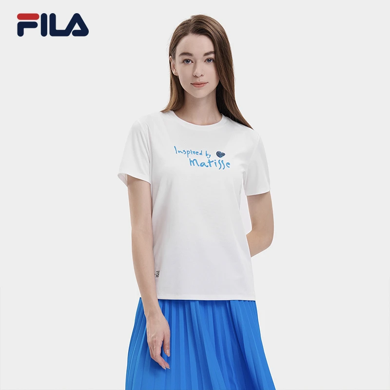 FILA斐乐女装短袖T恤23夏季新款速干宽松圆领短袖F11W338101F