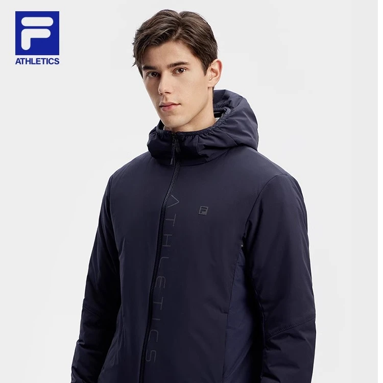 FILA 斐乐官方男士棉服2024春季新款简约健身运动连帽保暖厚外套