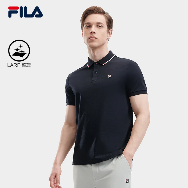 FILA 斐乐男子针织翻领短袖POLO衫2024夏季新款商务透气运动T恤