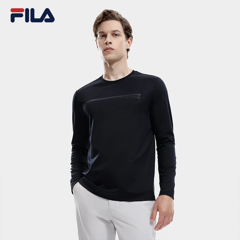 FILA斐乐男子高端商务运动休闲圆领时尚户外套头长袖F11M332206F