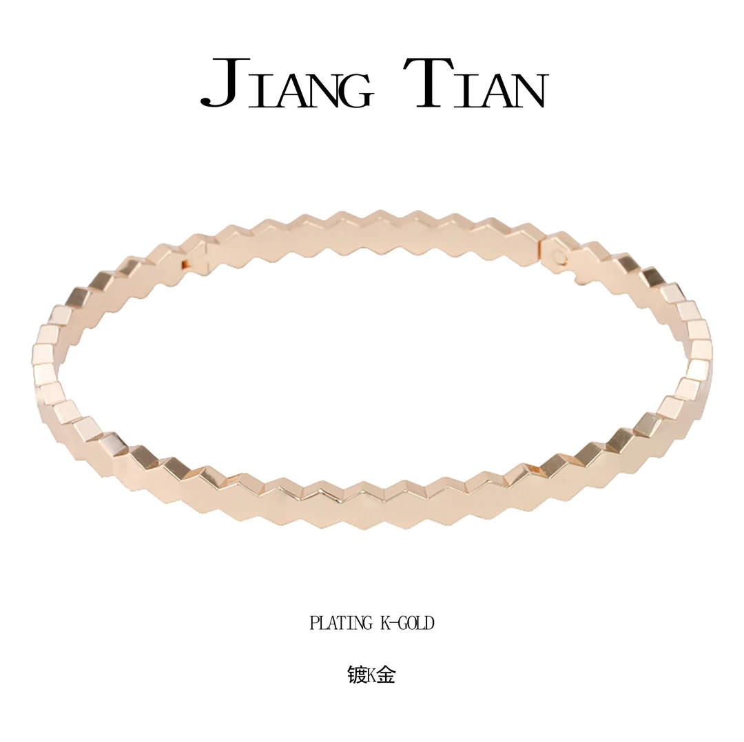 铜合金合成锆石手镯 CNC精工 蜂巢 窄版光金 手镯  B2012