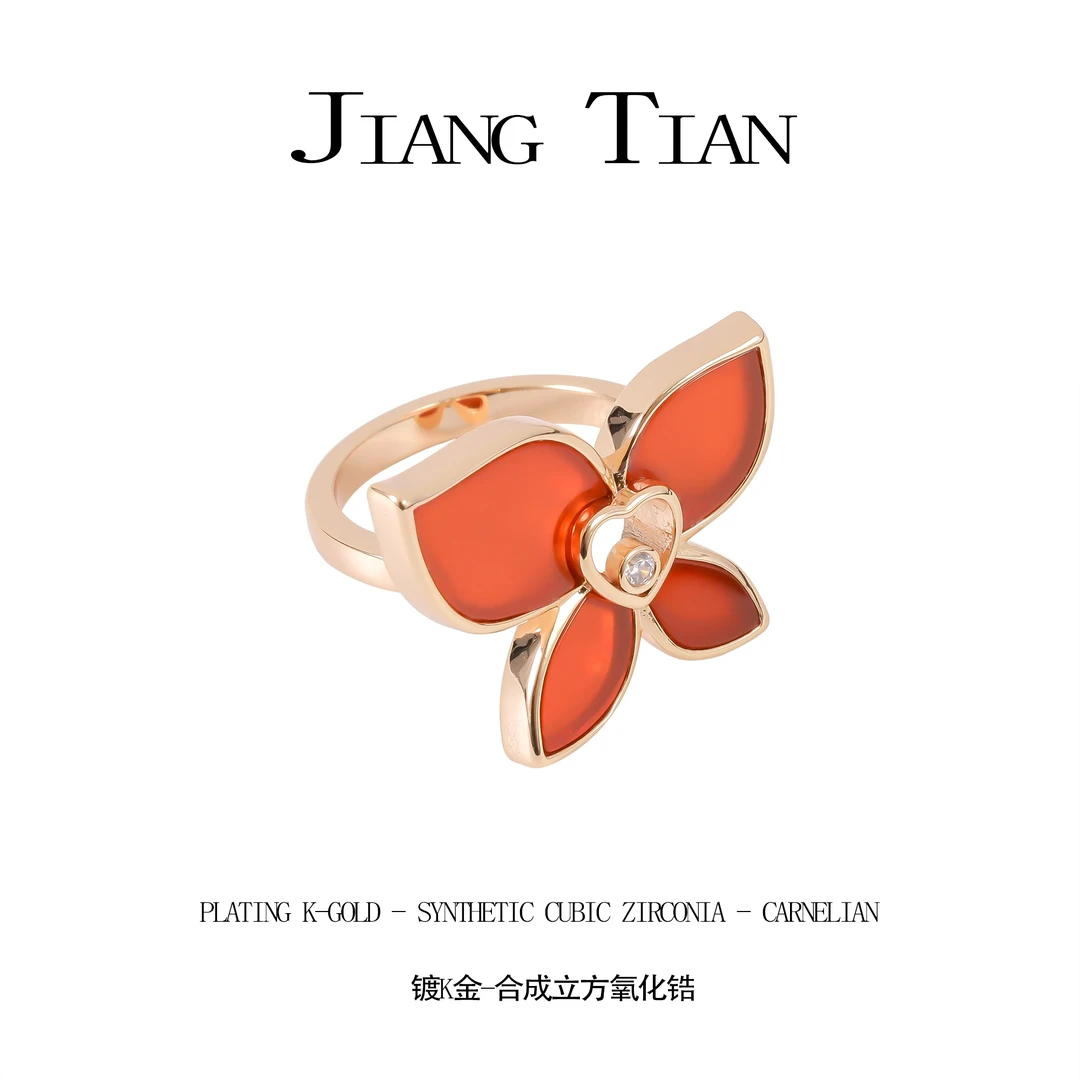 铜合金锆石戒指 CNC精工 跳动的心蝴蝶戒指  R049