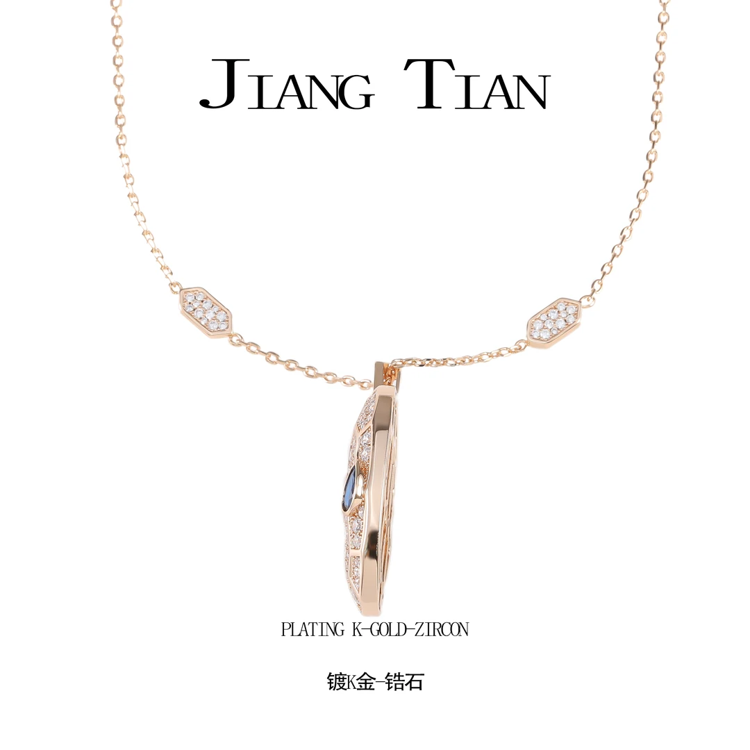 铜合金项链 CNC精工 锆石时尚黑灵蛇项链  P1173