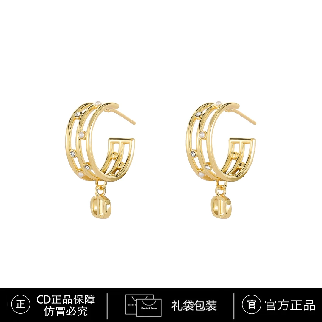铜合金仿珍珠耳饰 锆石CD【月半弯】轻奢时尚百搭精致耳环   3918