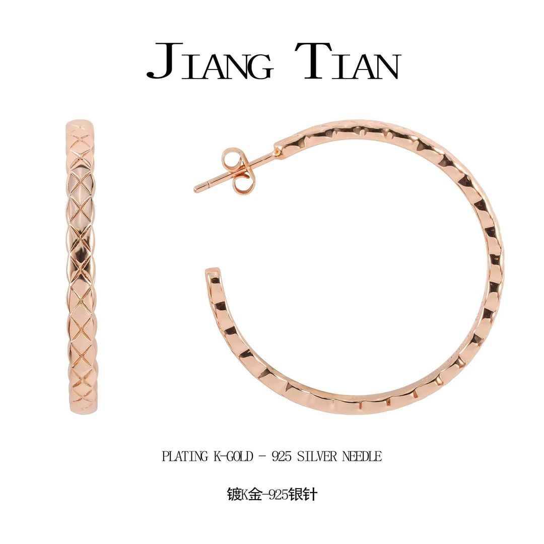 铜合金耳饰 CNC精工 菱格气质耳钉  e4159