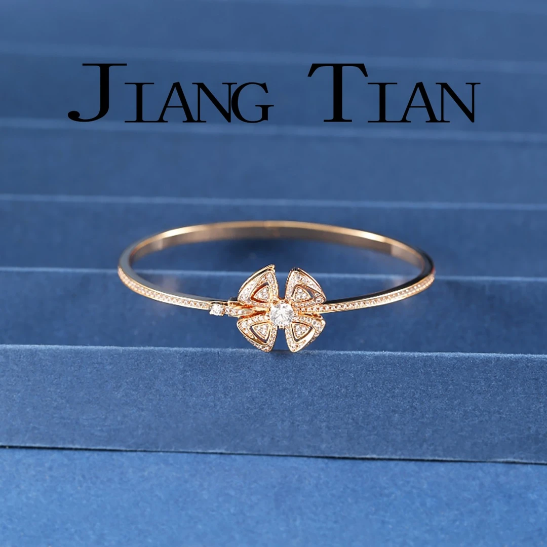 铜合金合成锆石手镯 CNC精工 永绽花手镯 B2037