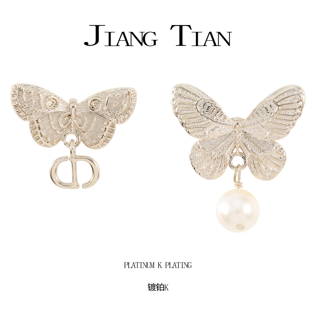 铜合金仿珍珠耳饰 CD珠珠气质时尚AB蝴蝶耳钉  3028