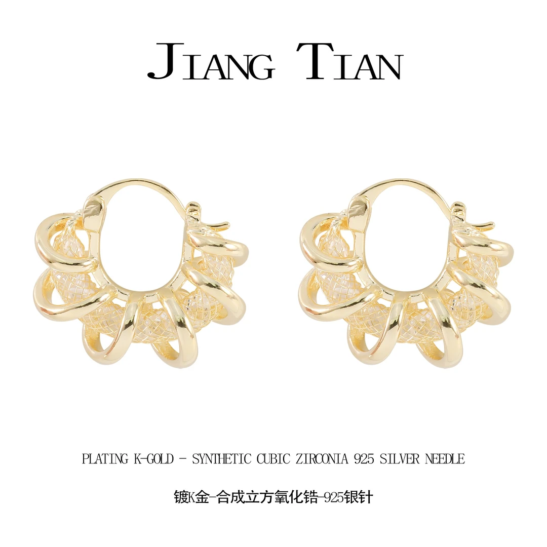 铜合金锆石耳饰 时尚百搭法式小众简约耳环  2476