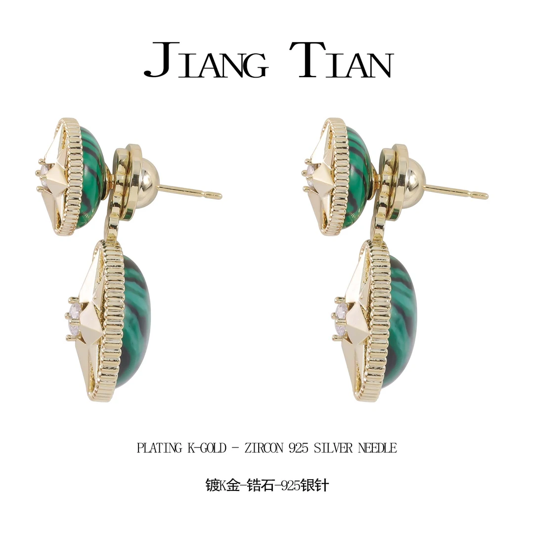 铜合金锆石耳饰 个性八芒星设计师时尚耳钉  3058