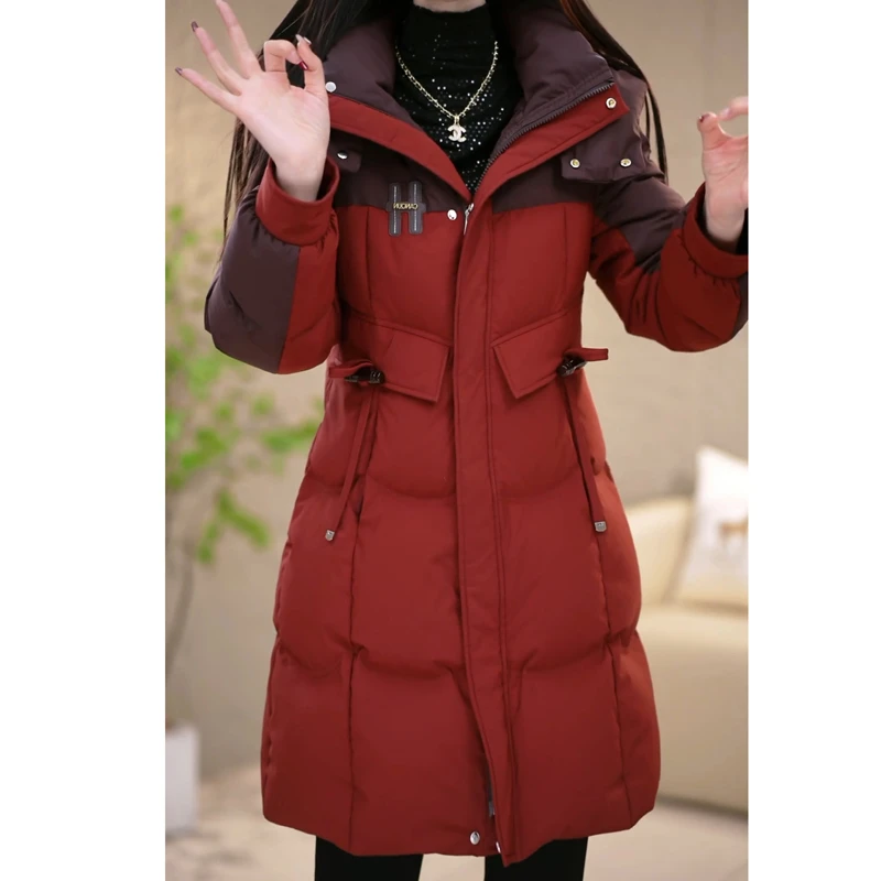 小个子妈妈修身显瘦气质保暖羽绒服女士中长款冬季大码白鸭绒外套