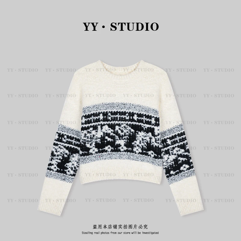 【YANYAN】秋冬新款圆领撞色雪花圣诞毛衣长袖YY-7373
