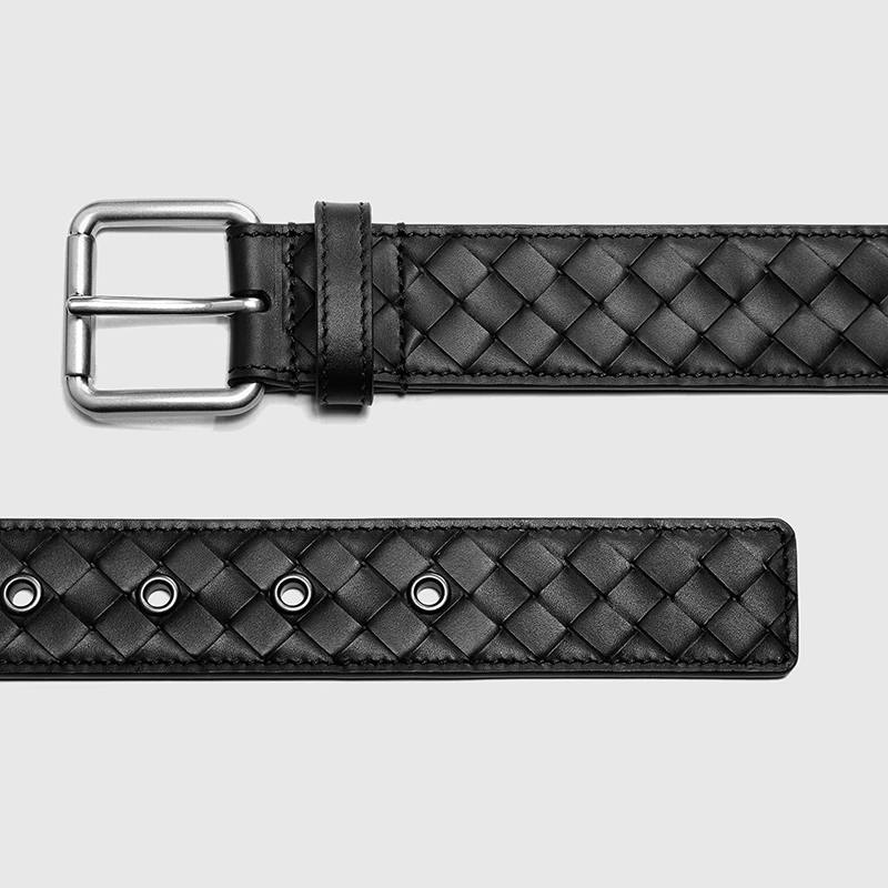新方扣3.5厘米宽BONNAKE VACOOL头层牛皮手工编织腰带商务