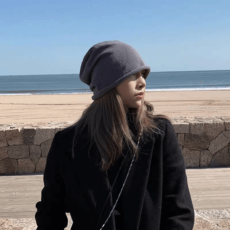羊羔毛帽秋冬季保暖百搭慵懒随性简约休闲卷边秋冬保暖百搭包头帽