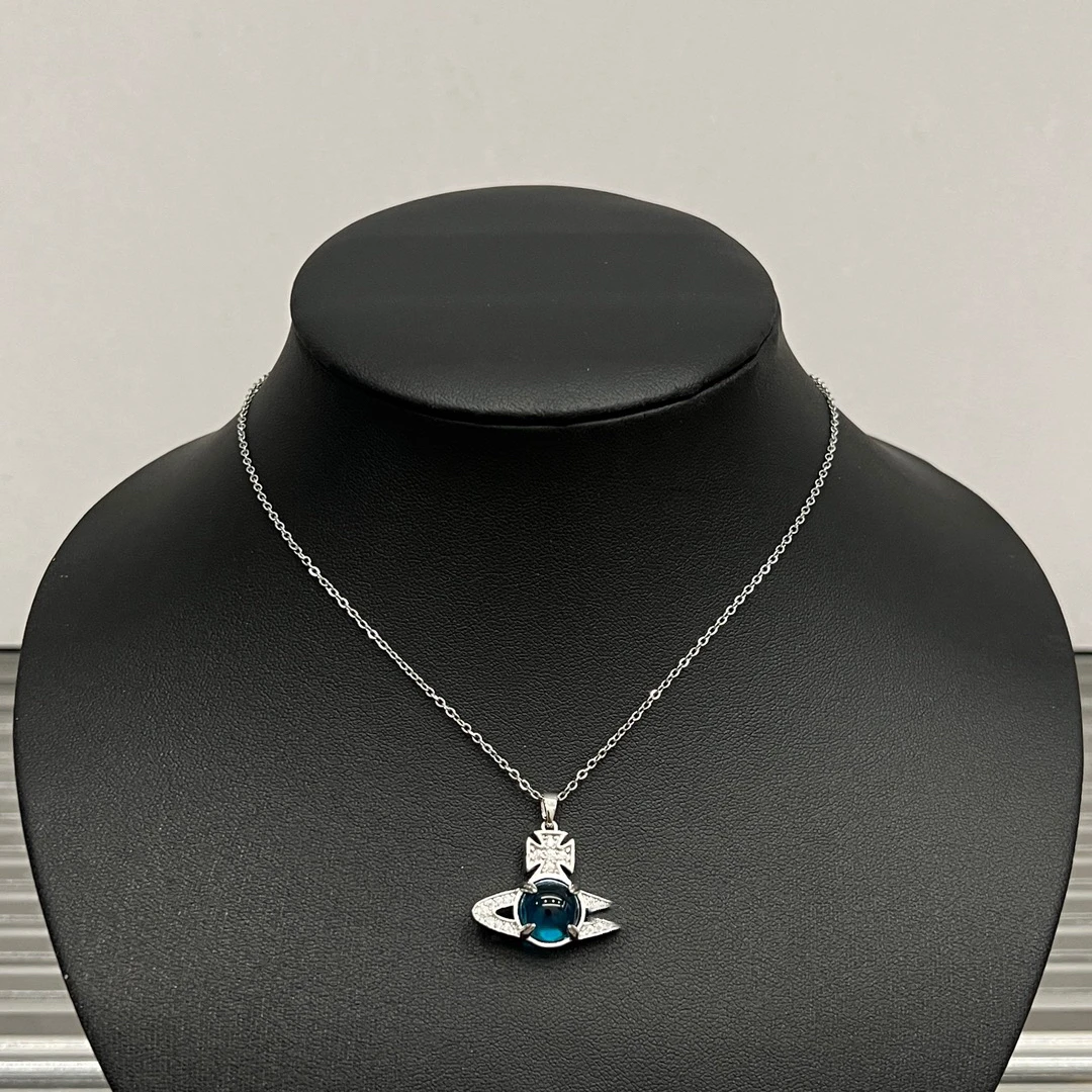 钛钢项链 B299百搭时尚气质灵动吊坠蓝色项链