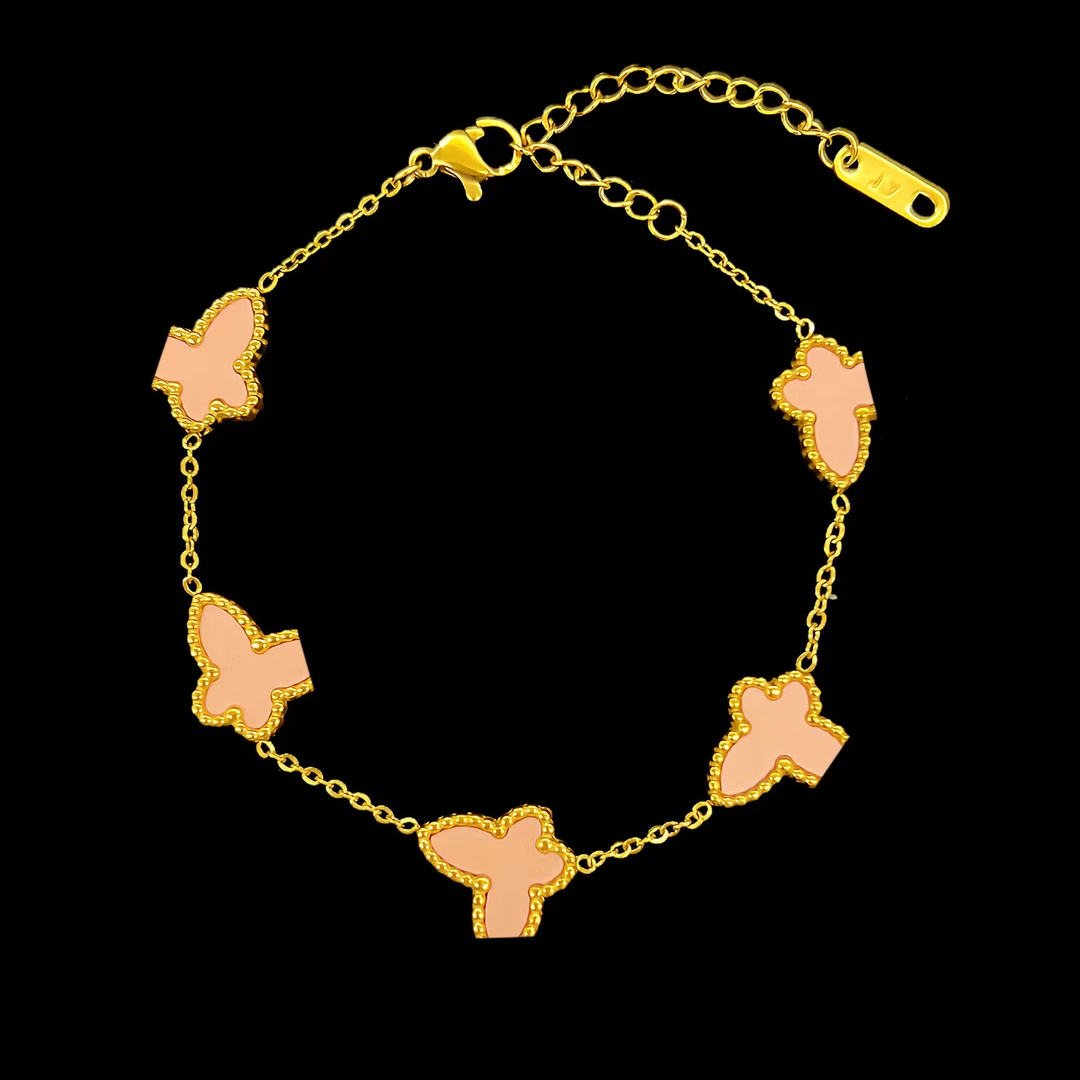 钛钢手链 F20百搭简约气质时尚素款轻奢粉色手链