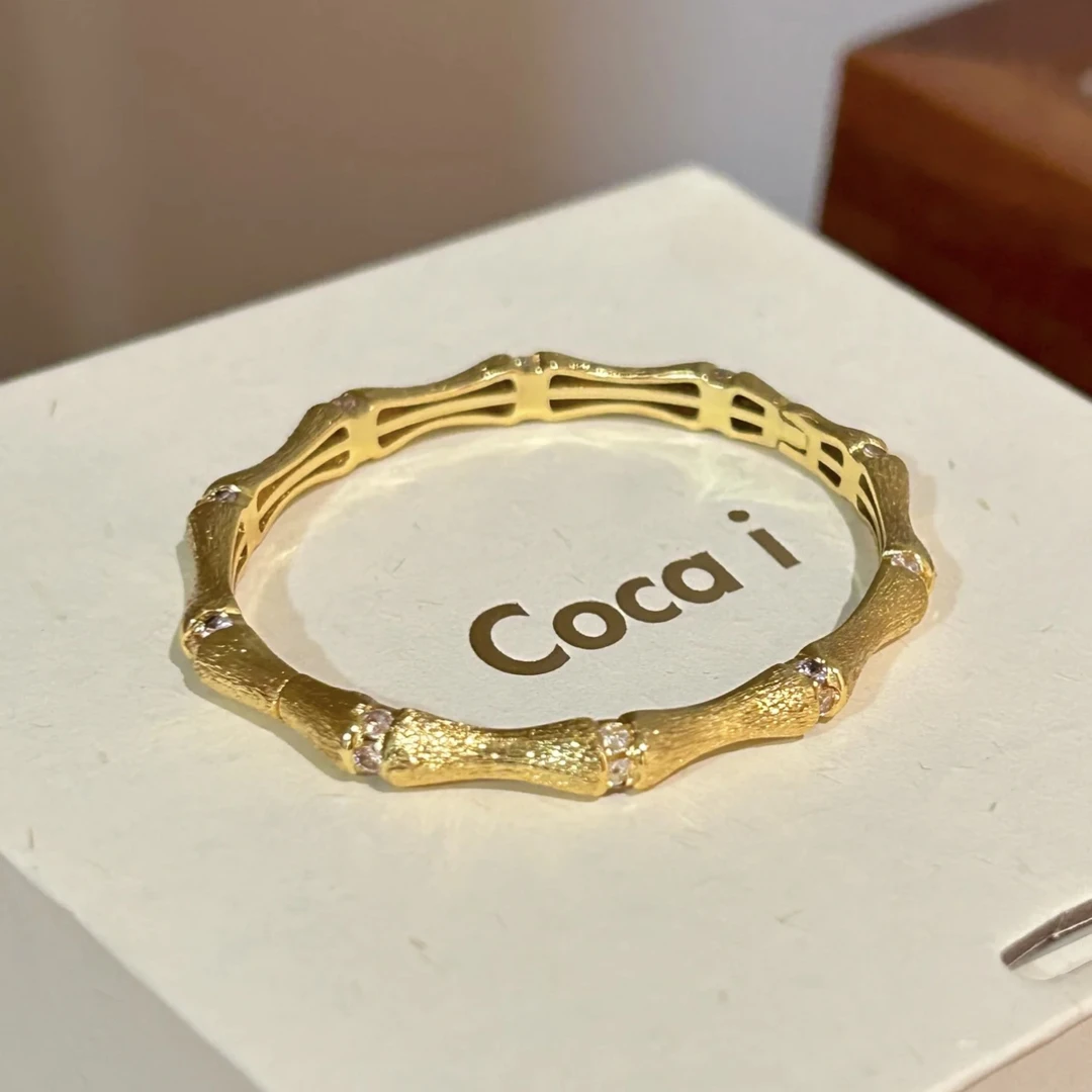 铜合金手镯 B346气质轻奢时尚百搭复古古法经典竹节手镯