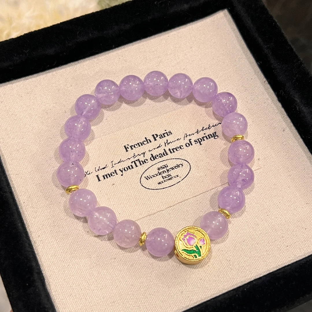 铜合金手链 A213气质时尚百搭单圈紫色手串精致手链