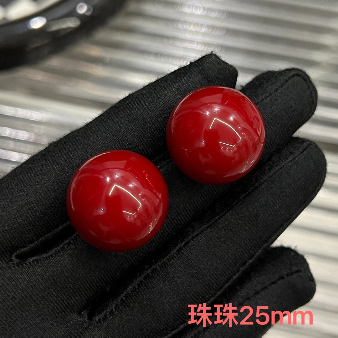 非金属耳饰 B131气质时尚百搭红色25mm复古经典精致耳环