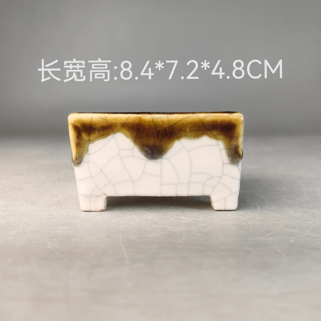 半夏手工釉盆掌上盆景盆长方盆微盆景盆悬崖日本盆景一物一拍