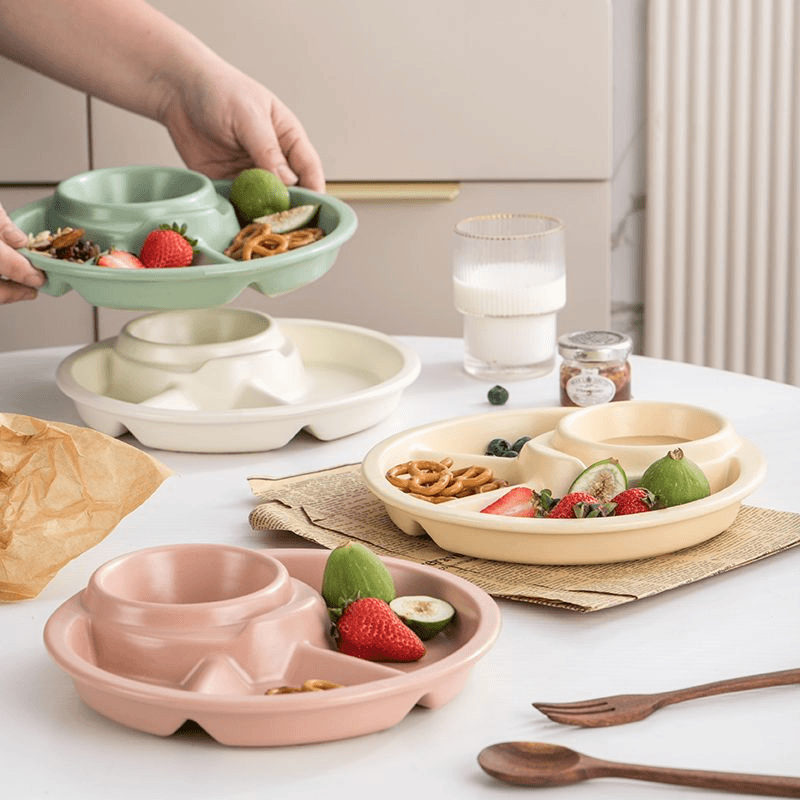 日式分格餐盘饺子盘陶瓷大人早餐盘一人食儿童餐具211减脂分隔盘