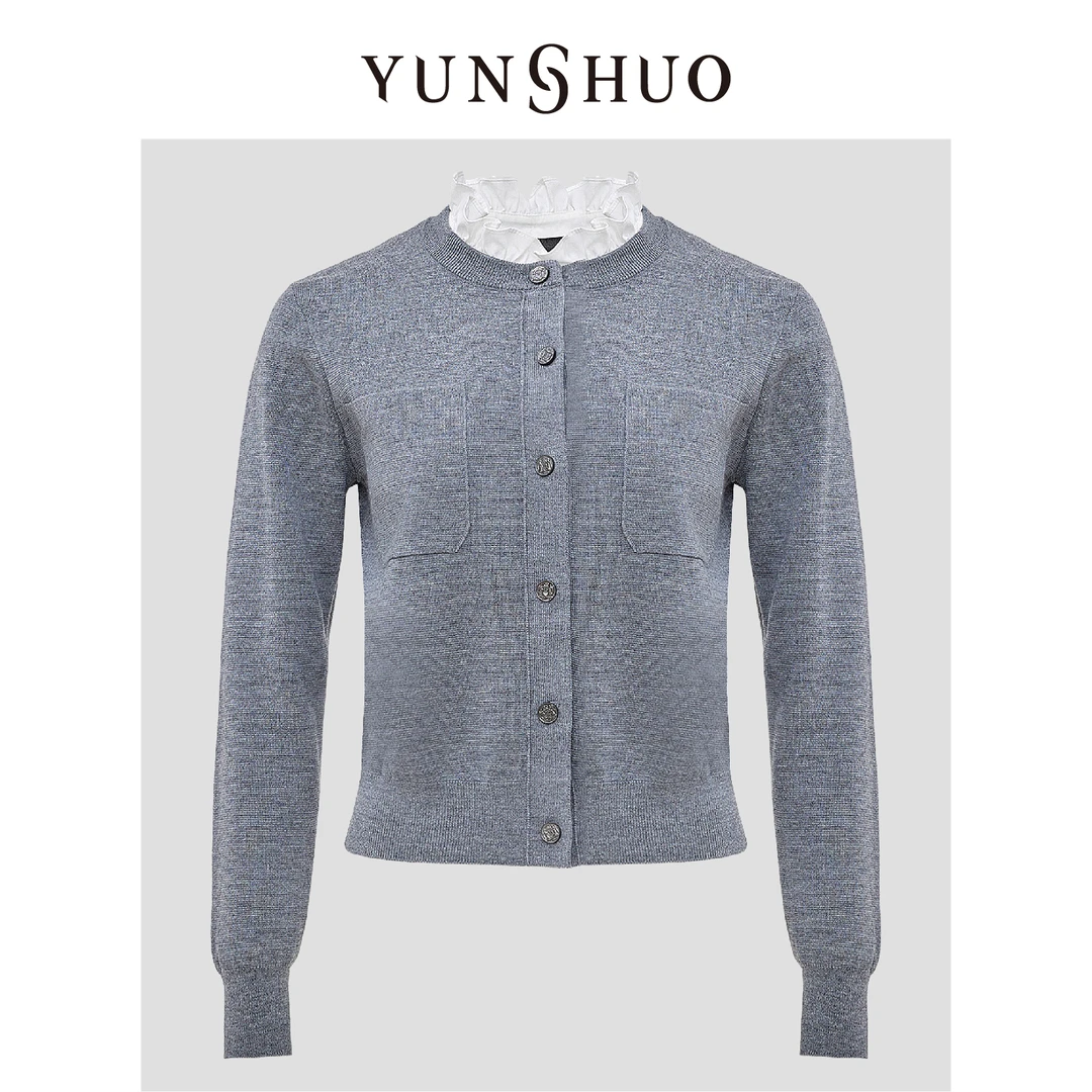 YUNSHUO允硕2024秋季新品百搭欧尼韩系简约气质针织外套729268