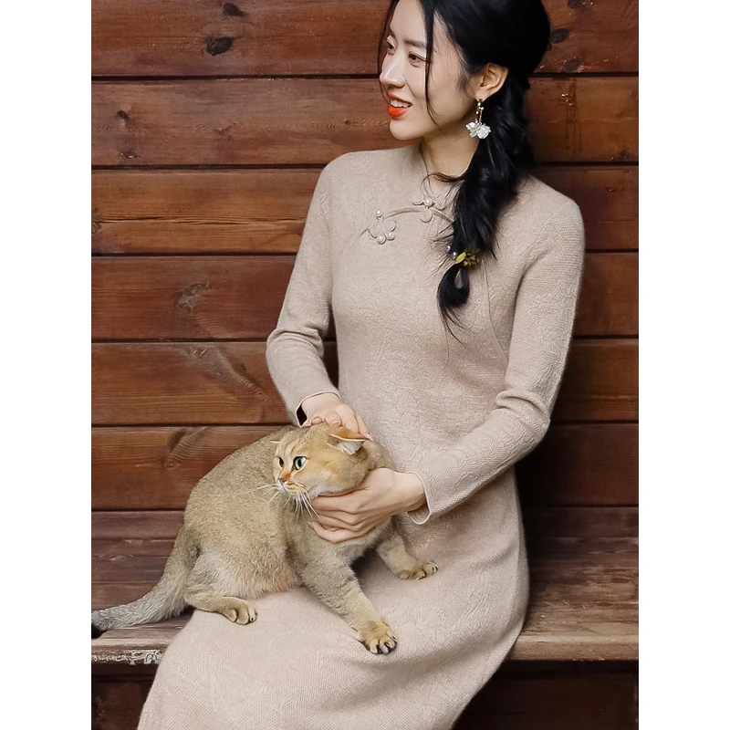 复古日记秋冬新品2023国风中式女连衣裙235V0211